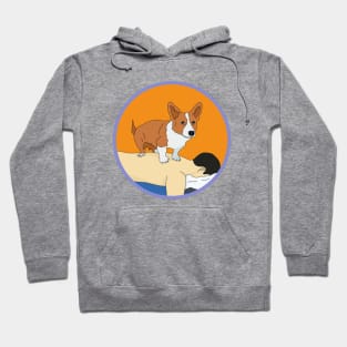 Cute Corgi giving back massage Hoodie